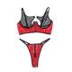 Бельо SUBBLIME - 955540 RED PATENT LEATHER MESH ZIPPER BRA SET L/XL