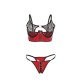 Бельо SUBBLIME - 955540 RED PATENT LEATHER MESH ZIPPER BRA SET L/XL