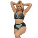 Бельо SUBBLIME - 955557 GREEN PATENT LEATHER MESH ZIPPER BRA SET S/M
