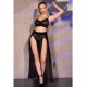 Бельо CHILIROSE - CR 4672 BLACK TOP SKIRT AND THONG WITH GOLDEN CHAINS M