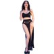Бельо CHILIROSE - CR 4672 BLACK TOP SKIRT AND THONG WITH GOLDEN CHAINS XL