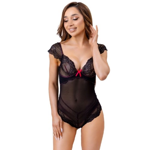 Боди LIVCO CORSETTI FASHION - EVELYN LC 20243 BODY WITH LACE TRIMMING AND TRANSPARENCIES BLACK S/M