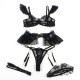 Бельо SUBBLIME - 957490 LACE BRA AND GARTER SET  BLACK L/XL