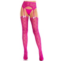 Секси чорапи LEG AVENUE - HEART STOCKINGS WITH GARTERS M