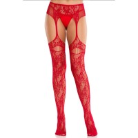 Секси чорапи LEG AVENUE - LACE STOCKINGS WITH GARTERS RE