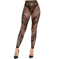 Секси чорапи LEG AVENUE - LACE AND SHEER FOOTLESS TIGHTS