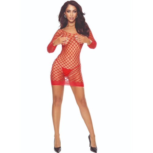 Секси боди PASSION - BS108 BODYSTOCKING GRID RED
