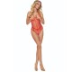 Секси боди PASSION - BS114 RED GRID BODYSTOCKING