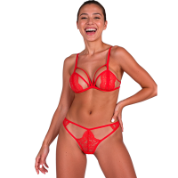 Секси бельо PASSION - ANUVERA BRA + THONG SET FIRE BRICK S/M