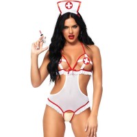 Секси боди LEG AVENUE NURSE OPEN CROTHLESS TEDDY ONE SIZ