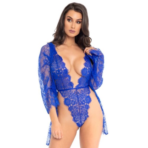 Секси боди LEG AVENUE TEDDY AND ROBE BLUE M