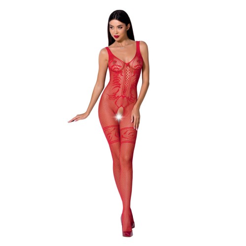 PASSION WOMAN BS069 BODYSTOCKING - RED ONE SIZE