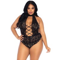 Секси боди LEG AVENUE FLORAL LACE CROTHLESS TEDDY PLUS SIZE