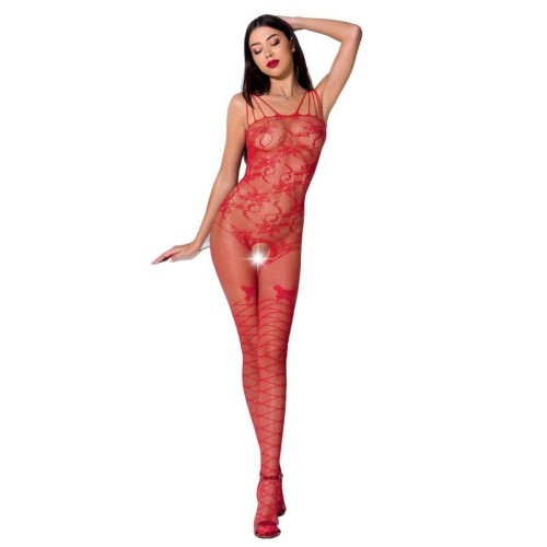 PASSION WOMAN BS076 BODYSTOCKING - RED ONE SIZE